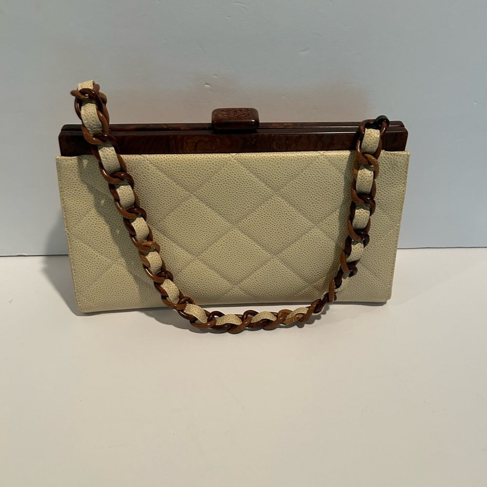 Rare Vintage Chanel Medium  Caviar Tortoise Bag
